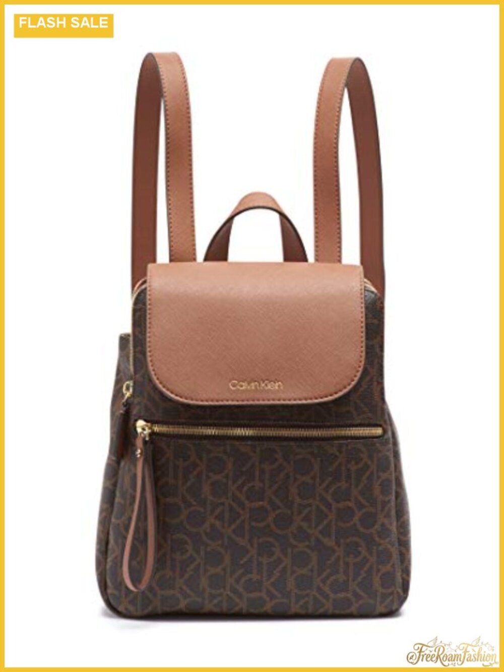 Monogram Flap Backpack with Adjustable Straps for Travel